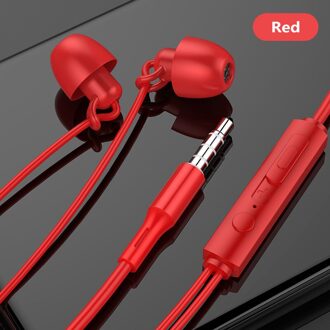 3.5Mm In-Ear Oordopjes Voor Sleep Noise-Proof Wired Controle Universele Oordopjes Met Microfoon Voor Mobiele Telefoon pc Tablet rood