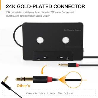3.5Mm Ingang Vier Kanaals Type C Universele Anti Tangled Smartphone Stereo Car Audio Cassette Adapter Aux Mini Converter