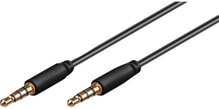 3,5mm Jack 4-polig audio slim kabel AWG28 / zwart - 2 meter