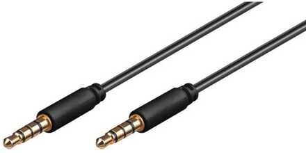 3,5mm Jack 4-polig audio slim kabel AWG28 / zwart - 3 meter