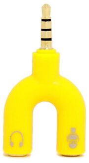 3.5Mm Koptelefoon Adapter Hoofdtelefoon Plug Audio Kabels Splitter Microfoon U Type Adapter Voor Smartphone Tablet Pc MP3 MP4 Speler geel