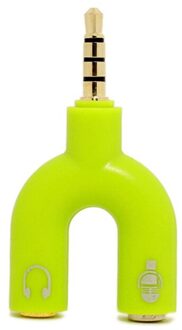 3.5Mm Koptelefoon Adapter Hoofdtelefoon Plug Audio Kabels Splitter Microfoon U Type Adapter Voor Smartphone Tablet Pc MP3 MP4 Speler groen