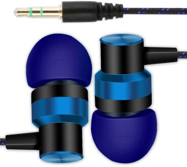 3.5Mm Universele Bedrade Koptelefoon Effen Kleur Stereo Bass Headset Lijn Oordopjes Handsfree Hoofdtelefoon Outdoor Sport Oortelefoon donker blauw