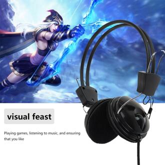3.5Mm Wired Stereo Headset Met Microfoon Verstelbare Game Hoofdband Black Music Oortelefoon Voor Pc Laptop Computer Onderscheidend