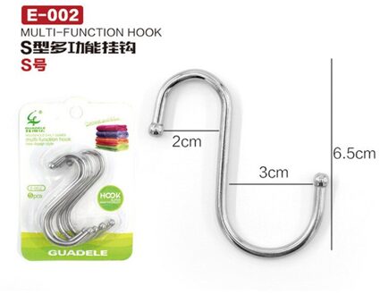 3/5Pc Rvs S-Vorm Haak Keuken Slaapkamer Multifunctionele Reling S Hanger Haak Sluiting houder Haken Opknoping Opslag Gereedschap 002