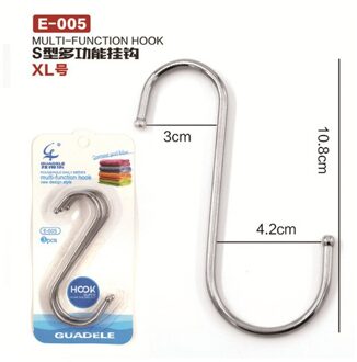 3/5Pc Rvs S-Vorm Haak Keuken Slaapkamer Multifunctionele Reling S Hanger Haak Sluiting houder Haken Opknoping Opslag Gereedschap 005