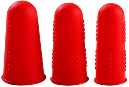3/5Pcs Plaat Multicolor Caps Duurzaam Effen Siliconen Elasticiteit Thuisgebruik Anti-Slip Vinger Beschermers Hoge Temperatuur slip rood / 5stk