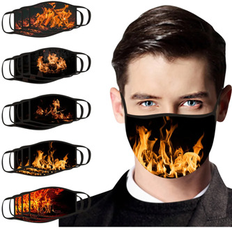 3/5Pcs Reusable Face Mask Fire Printed Mouth Cover Washable Adult Mouth Mask Protective Mask Breathable Mouth Caps mascarillas