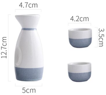 3/5Pcs Vintage Japanse Sake Set Keramische Flagon Liquor Cup Hip Kolven Thuis Bar Sake Witte Wijn Pot Drinkware 1Pot2Cup WhiteBlue