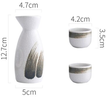 3/5Pcs Vintage Japanse Sake Set Keramische Flagon Liquor Cup Hip Kolven Thuis Bar Sake Witte Wijn Pot Drinkware 1Pot2Cup WhiteGreen