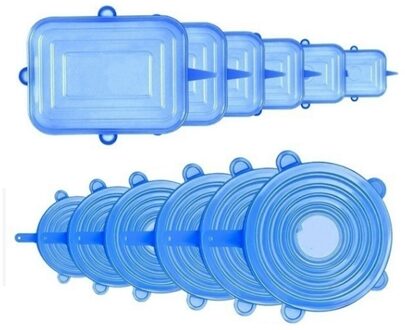 3/6/12Pcs Silicone Stretch Deksels Herbruikbare Kookgerei Pan Kom Pot Voedsel Verse Afdichting Cover Stretch Silicone deksel Keuken Siliconen Cover 12stk