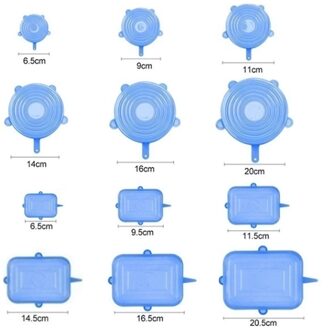 3/6/12Pcs Silicone Stretch Deksels Universele Deksel Siliconen Kom Pot Deksel Siliconen Cover Pan Koken Voedsel verse Cover Magnetron Cover 12stk