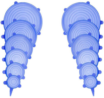 3/6/12PCS Silicone Stretch Deksels Universele Silicone Voedsel Wrap Kom Pot Deksel Siliconen Cover Pan Koken keuken Accessoires 12stk-blauw
