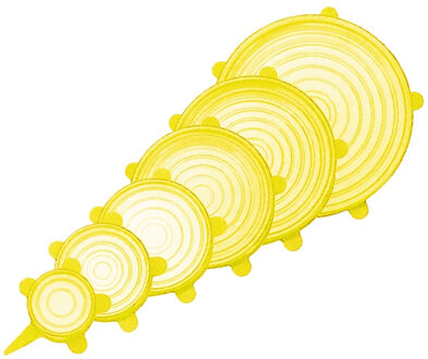 3/6/12PCS Silicone Stretch Deksels Universele Silicone Voedsel Wrap Kom Pot Deksel Siliconen Cover Pan Koken keuken Accessoires 6stk-geel