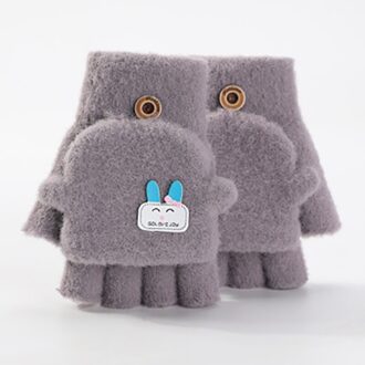 3-6 Jaar Baby Cartoon Handschoenen Winter Kids Half Vinger Flip Cover Wanten Kinderen Herfst Jongens Meisje Winddicht Warm leuke Handschoen donker bruin