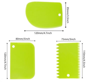 3/6 Pcs Plastic Onregelmatige Schraper Cake Soepeler Cake Decorating Kam Rand Kant Bakken Spatel Tool Fondant Gebakjesnijder 3stk groen
