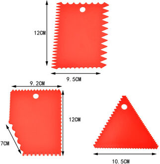 3/6 Pcs Plastic Onregelmatige Schraper Cake Soepeler Cake Decorating Kam Rand Kant Bakken Spatel Tool Fondant Gebakjesnijder 3stk rood