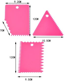 3/6 Pcs Plastic Onregelmatige Schraper Cake Soepeler Cake Decorating Kam Rand Kant Bakken Spatel Tool Fondant Gebakjesnijder 3stk roze