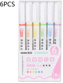 3/6 Stks/doos Creatieve Golf Lijn Gel Pen Art Tekening Haak Lijn Pen Student Lezen Marker Diy Dagboek Briefpapier schrijven Gereedschap 6stk