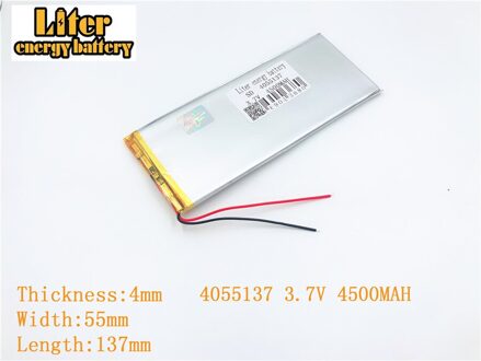3.7 V 4055137 4500 mah polymeer oplaadbare batterij VOOR 3.7 V 4500 mah 4055137 PLUG Lithium polymeer batterij 3.7V 4055137 4500mah