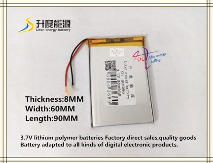 3.7 V 5000 mAH 806090 polymer lithium ion/Li-Ion batterij voor tablet pc power bank model vliegtuigen gps dvd AUTO DVR