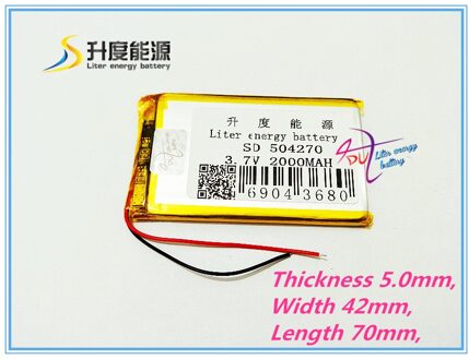 3.7 V lithium polymeer batterij 2000 mah interphone 504270 GPS voertuig reizen data recorder