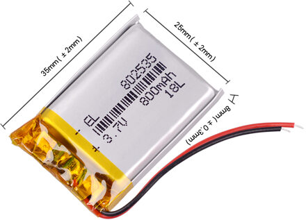 3.7 Volt 802535 800Mah Lithium-Ion Li-Po Li-Polymeer Batterijen Cellen Voor Draagbare Speaker Fiets Zaklamp