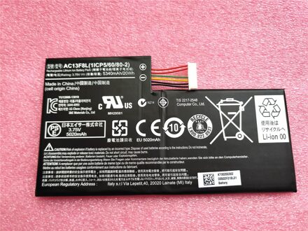 3.75V 20Wh 5340Mah Batterij Voor Acer Iconia Tab A1-810, Vervangt AC13F3L, AC13F8L W4-820P W4-820