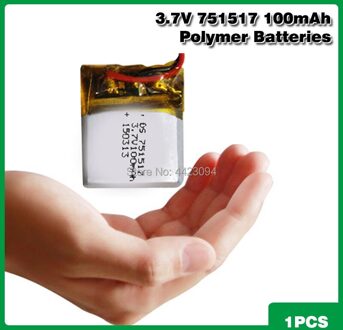 3.7V 100Mah Li-Ion Batterij 751517 Lithium Polymer Oplaadbare Batterij Voor MP3 MP4 Bluetooth Headset Led Licht Recorder 1stk
