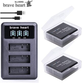 3.7V 1050Mah Bateria SJ4000 Batterij SJ5000 SJ6000 Wifi + Lcd 3Lots Usb Oplader Voor Sjcam Sj 4000 5000 6000 7000 8000 Sj9000 M10 2accu and1charger