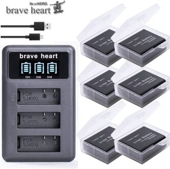 3.7V 1050Mah Bateria SJ4000 Batterij SJ5000 SJ6000 Wifi + Lcd 3Lots Usb Oplader Voor Sjcam Sj 4000 5000 6000 7000 8000 Sj9000 M10 6accu and1charger