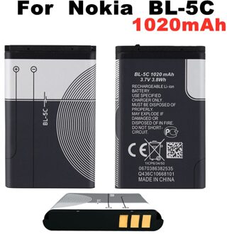 3.7V 1200Mah Batterij BL-5C BL5C Bl 5C Oplaadbare Batterijen Voor Nokia 2112 2118 2255 2270 2280 2300 2600 2610 3125 3230 600mAh