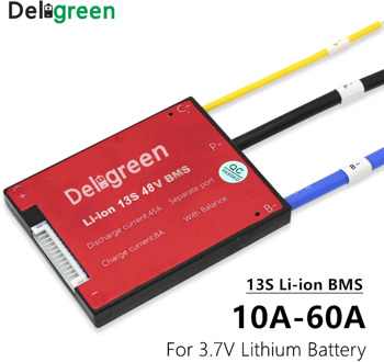 3.7V 13S BMS 15A 20A 30A 40A 50A60A PCM/PCB/BMS for 48V 18650 LiNCM Li ion lithium battery pack for electric bicycle and scooter