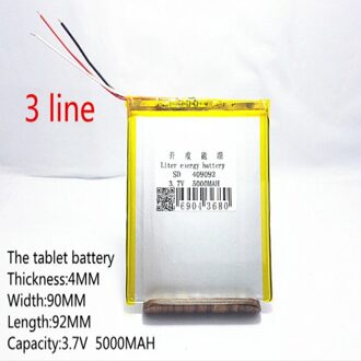 3.7V 5000mAH Li-Ion (lithium-ion Polymeer) batterij voor 7,8, 9 inch tablet PC ICOO D70pro II, Sanei 4.0*90*92mm