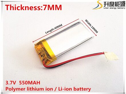 3.7V 550mAh 701840 Lithium Polymeer Li-Po li ion Oplaadbare Batterij cellen Voor Mp3 MP4 MP5 GPS