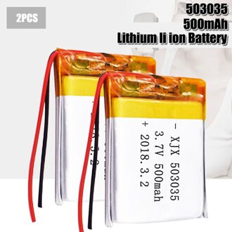3.7V Lipo Cellen 503035 500Mah Lithium Polymer Oplaadbare Batterij Voor MP3 MP4 Gps Bluetooth Headset Dvd Led Lamp E-Book 2stk