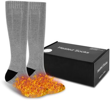 3.7V Thermische Katoen Verwarmde Sokken Mannen Vrouwen Batterij Case Batterij Operated Winter Voet Warmer Elektrische Sokken Warming Verwarmde Sokken Grijs