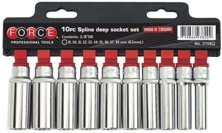 3/8" Doppenset lang Spline 10 delig 3108Q