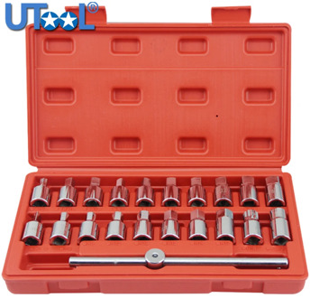 3/8 Dr M16 Oil Drain Sump Plug Socket Key Removal Tool Set 21PC/18PC/12PC