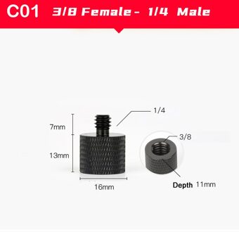 3/8 "Female Naar 1/4",3/8 ",M6,M8,M10, m12 Mannelijke Metalen Adapter Schroeven Voor Statief Magic Arm Camera Dslr Fotografie Studio Accessoires C1 3-8fe to 1-4m