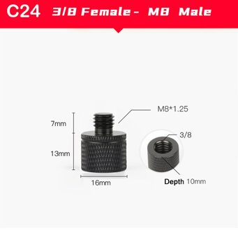 3/8 "Female Naar 1/4",3/8 ",M6,M8,M10, m12 Mannelijke Metalen Adapter Schroeven Voor Statief Magic Arm Camera Dslr Fotografie Studio Accessoires C24 3-8fe to M8 m