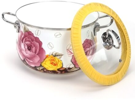 3.8L Emaille Soep Pot Met Glazen deksel Roestvrij Staal Handvat Keuken Koken Gebruiksvoorwerp Huishoudelijke Stoofpot Pan Voor gas/inductie fornuis