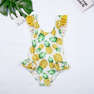 3-8Y Kids Baby Meisjes Badpakken Zomer Kinderen Ruche Een Stuk Bikiniswimwear Strik Ananas Meisjes Badpak L