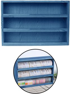 3 Banden Desktop Magazijnstelling Mini Tafelblad Boekenkast Vijlbladhouder Maken Tape Opslag Display Plank Pop Collection Case blauw