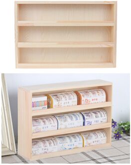 3 Banden Desktop Magazijnstelling Mini Tafelblad Boekenkast Vijlbladhouder Maken Tape Opslag Display Plank Pop Collection Case Wood