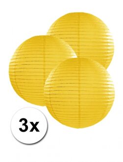 3 bolvormige lampionnen geel 25 cm