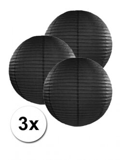 3 bolvormige lampionnen zwart 25 cm
