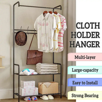 3 Color Coat Rack Landing Clothing Holder Hanger Floor Standing Storage Shelf Clothes Hanger Rack Simple Style Bedroom Furniture