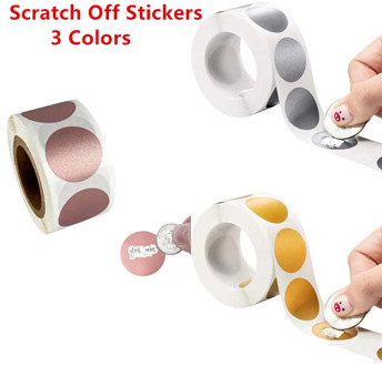3 Colors 300pcs Round Silver Rose Gold Scratch Off Labels Stickers 1 Inch for Party Activity Gift Business Stationery Sticker