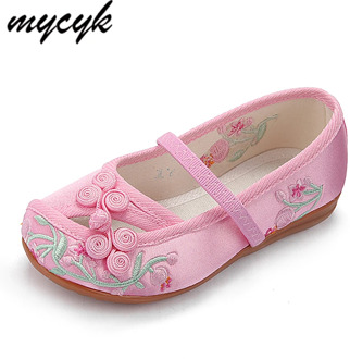 3 Colors Kids Flats Children Shoes Sweet Spring Summer Girls Shoes with Embroidery Comfortable Slip On Girl Flat Shoes